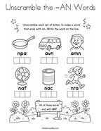 Unscramble the -AN Words Coloring Page