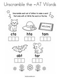 Unscramble the -AT Words Coloring Page
