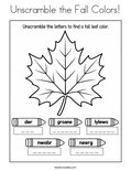 Unscramble the Fall Colors! Coloring Page