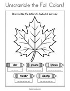 Unscramble the Fall Colors Coloring Page
