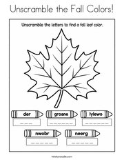 Unscramble the Fall Colors Coloring Page