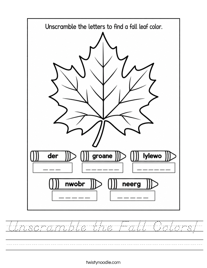 Unscramble the Fall Colors! Worksheet