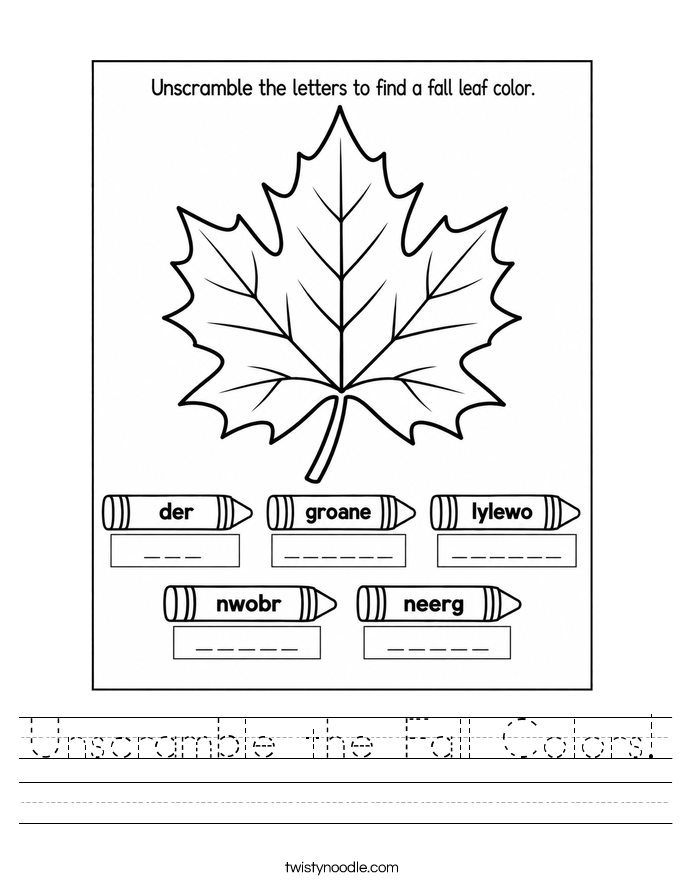 Unscramble the Fall Colors! Worksheet