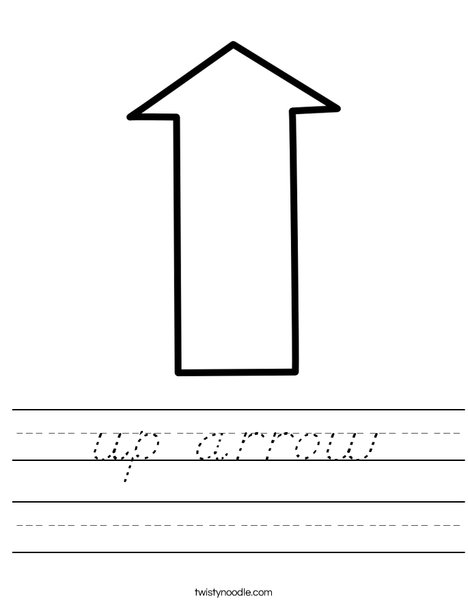 up arrow Worksheet - D'Nealian - Twisty Noodle