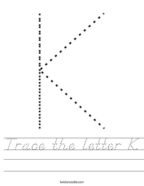 trace the letter k worksheet dnealian twisty noodle