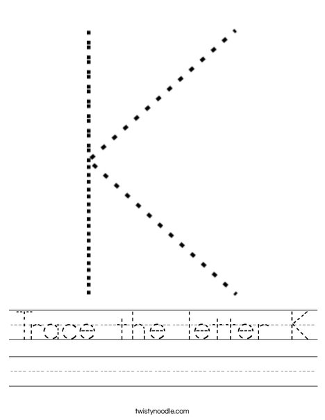 trace the letter k worksheet twisty noodle