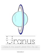 Uranus is the seventh planet from the sun Handwriting Sheet