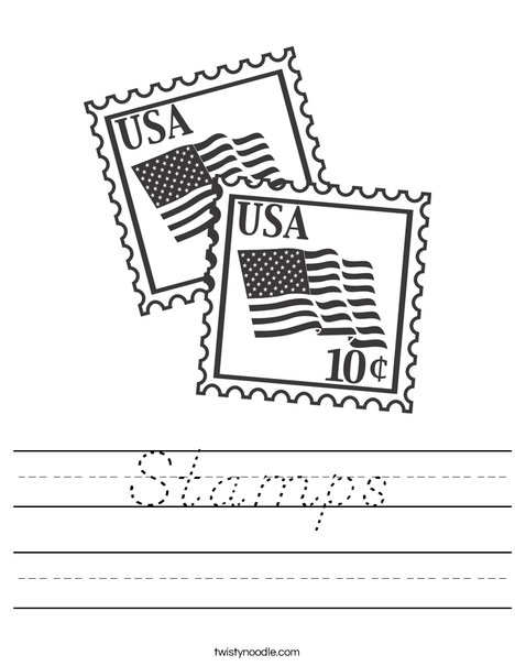US Stamps with Flags Worksheet