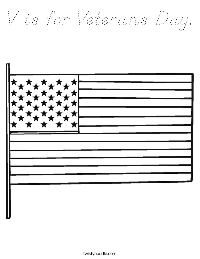 V is for Veterans Day. Coloring Page
