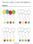 Use the code to color the balloons. Coloring Page