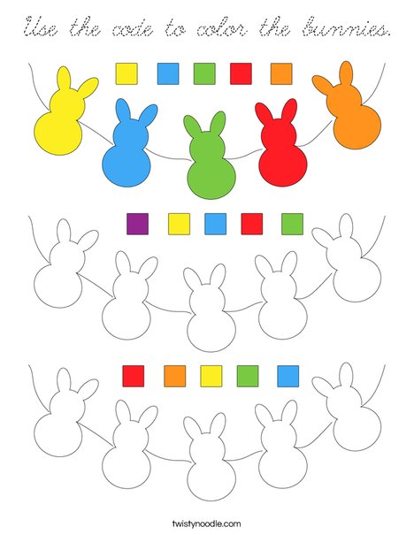 Use the code to color the bunnies. Coloring Page