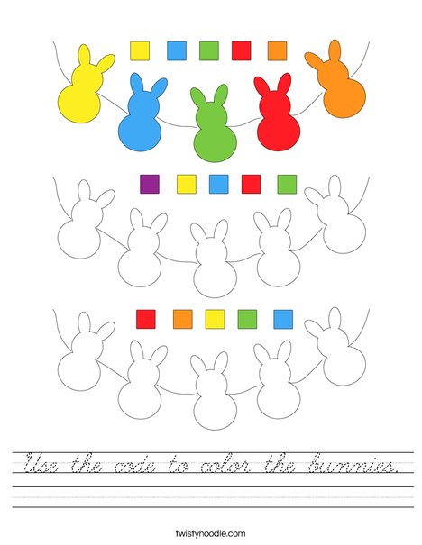Use the code to color the bunnies. Worksheet