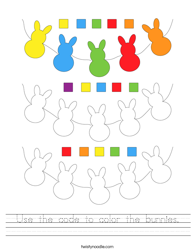 Use the code to color the bunnies. Worksheet