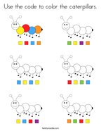 Use the code to color the caterpillars Coloring Page