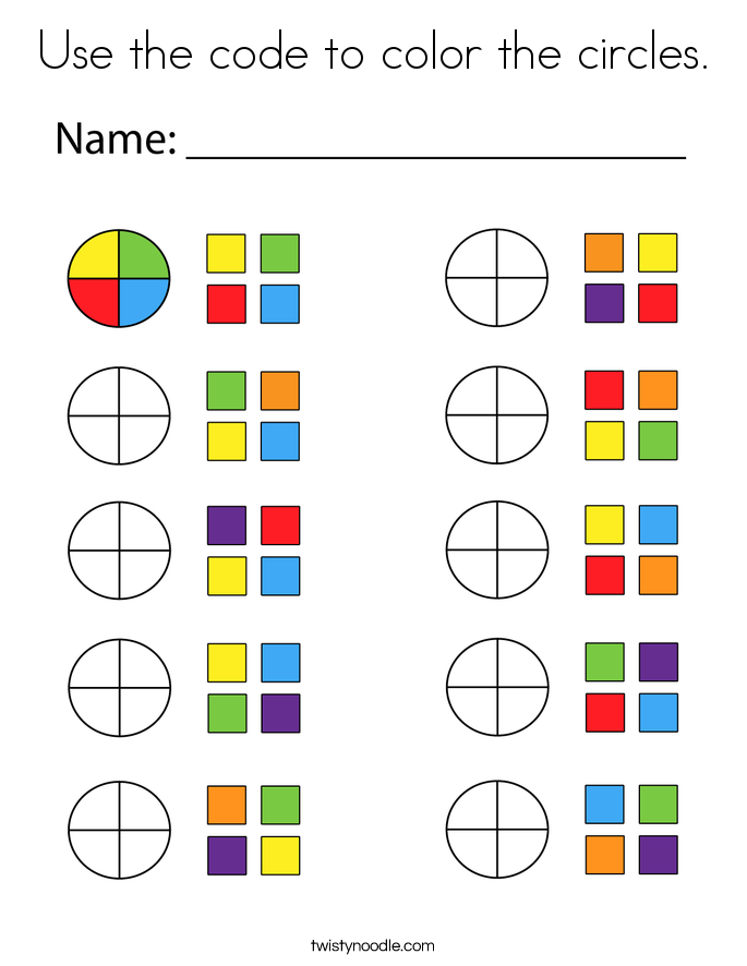 Use the code to color the circles. Coloring Page