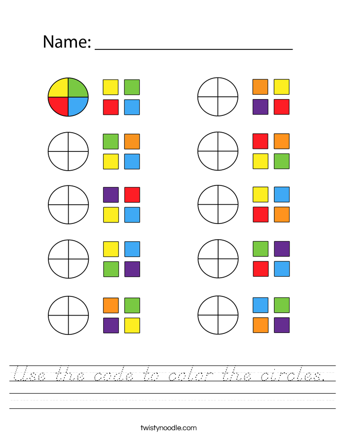 Use the code to color the circles. Worksheet