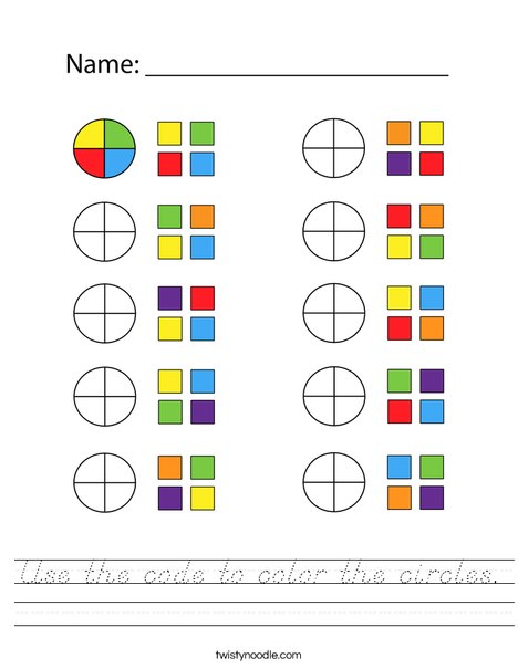 Use the code to color the circles. Worksheet