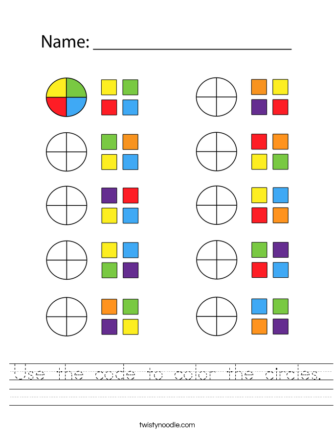 Use the code to color the circles. Worksheet