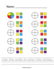 Use the code to color the circles Handwriting Sheet