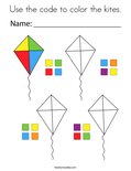 Use the code to color the kites. Coloring Page