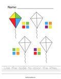 Use the code to color the kites. Worksheet