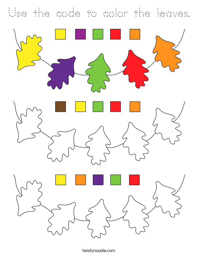 Use the code to color the leaves. Coloring Page