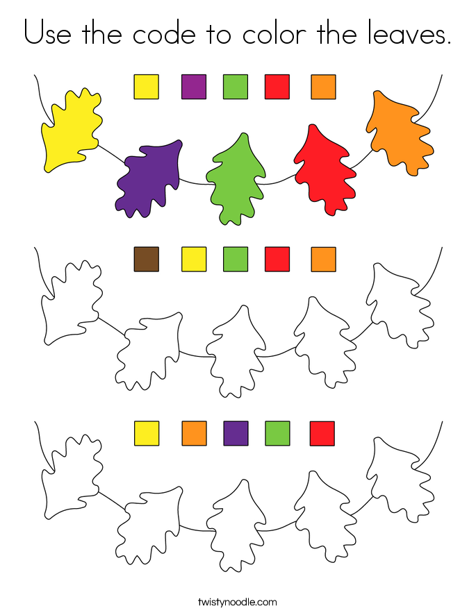 Use the code to color the leaves. Coloring Page