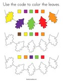 Use the code to color the leaves Coloring Page