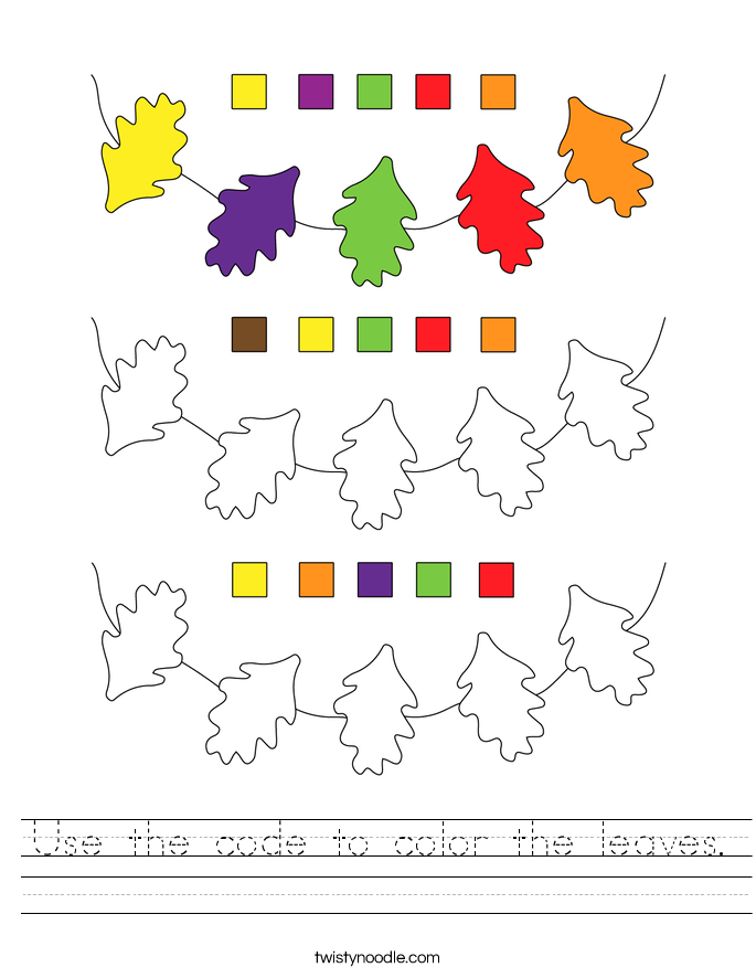 Use the code to color the leaves. Worksheet
