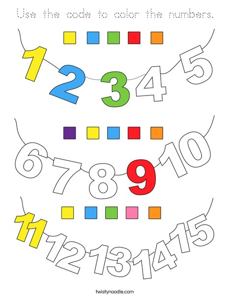 Use the code to color the numbers. Coloring Page