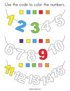 Use the code to color the numbers Coloring Page