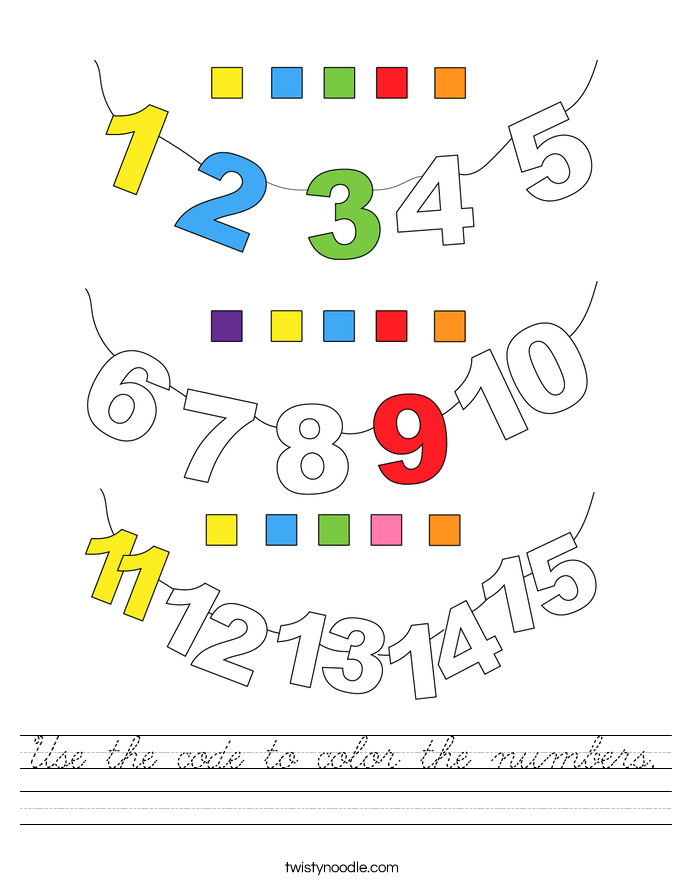 Use the code to color the numbers. Worksheet
