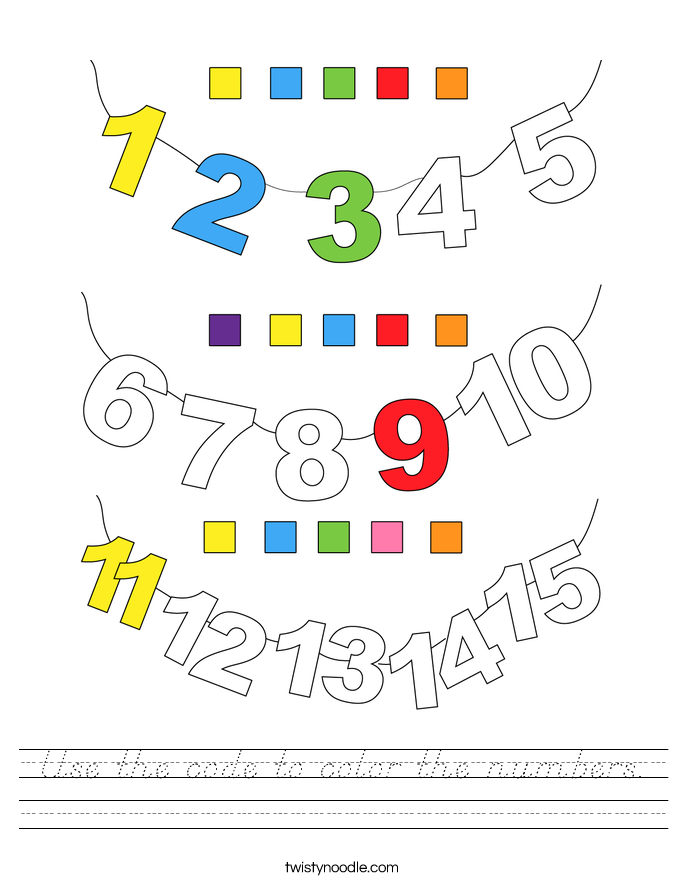 Use the code to color the numbers. Worksheet