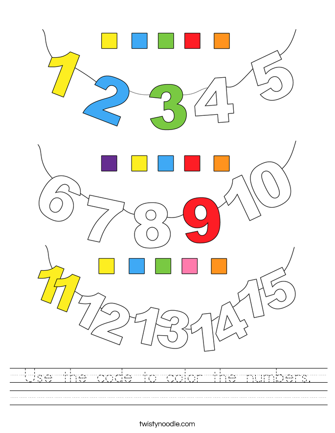 Use the code to color the numbers. Worksheet