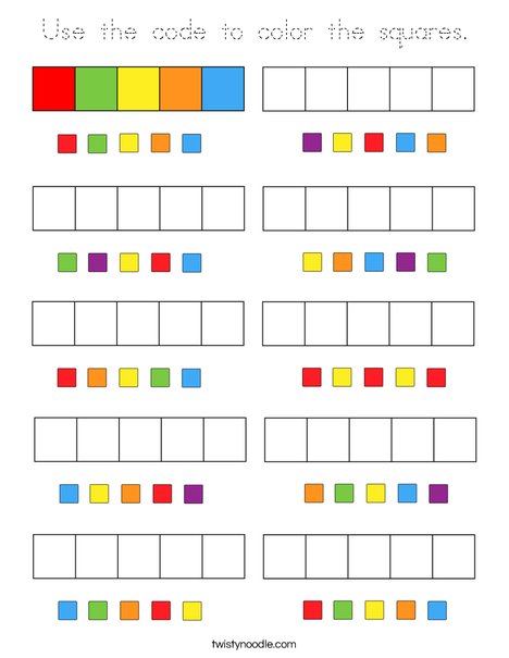 Use the code to color the squares. Coloring Page