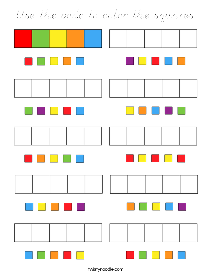 Use the code to color the squares. Coloring Page