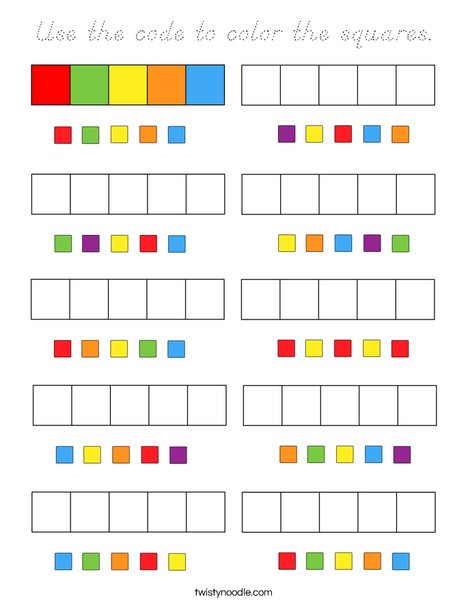 Use the code to color the squares. Coloring Page