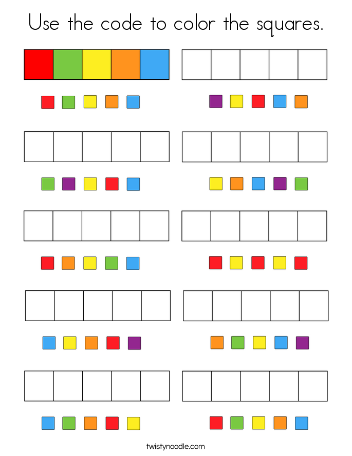 Use the code to color the squares. Coloring Page
