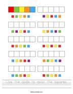 Use the code to color the squares Handwriting Sheet