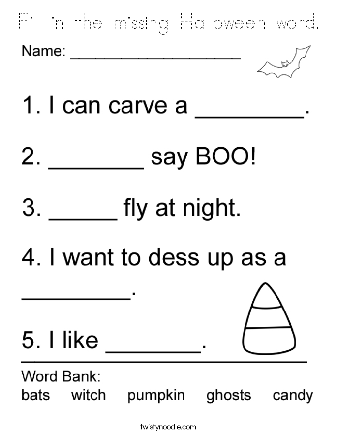 Fill in the missing Halloween word. Coloring Page