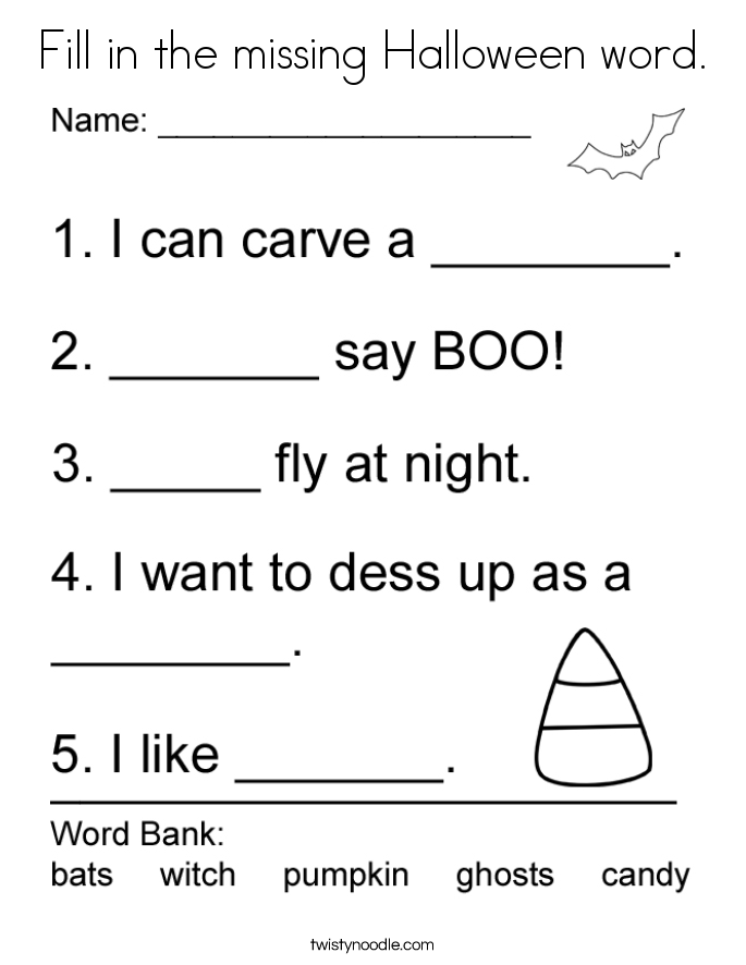 Fill in the missing Halloween word. Coloring Page