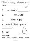 Fill in the missing Halloween word Coloring Page