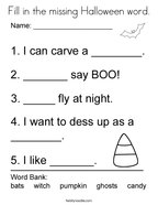 Fill in the missing Halloween word Coloring Page