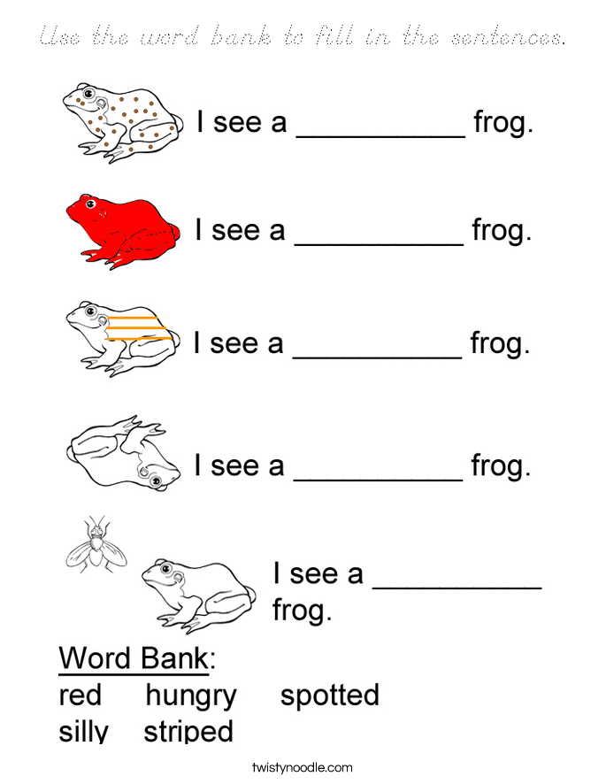 Use the word bank to fill in the sentences. Coloring Page