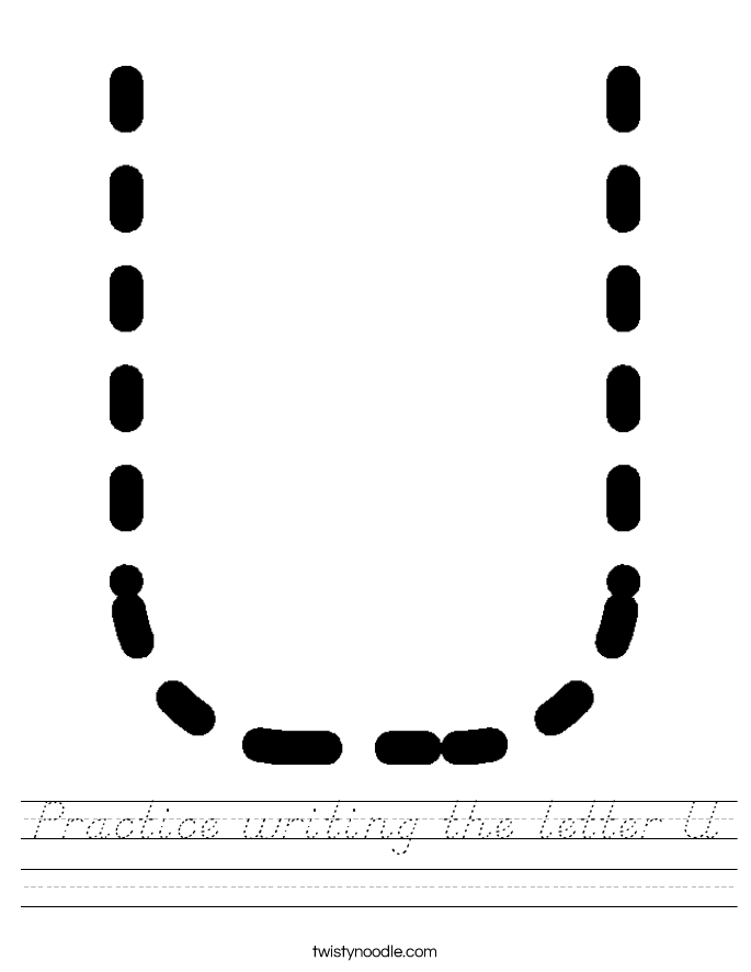 Practice writing the letter U Worksheet