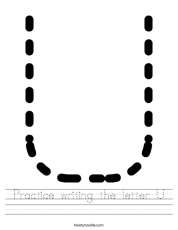 Practice writing the letter U Worksheet