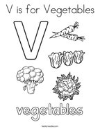 V is for Vegetables Coloring Page