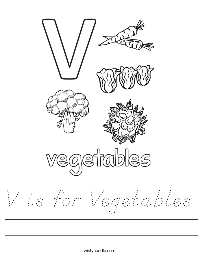 V is for Vegetables Worksheet