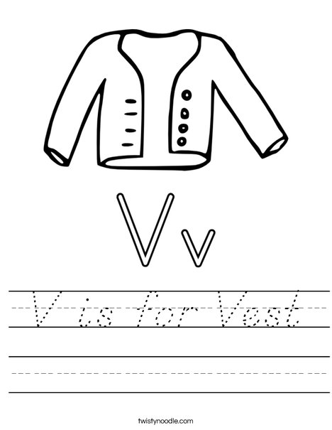 V is for Vest Worksheet