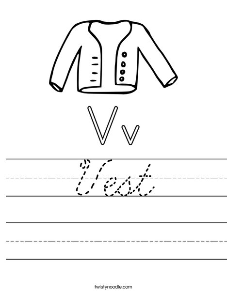 V is for Vest Worksheet